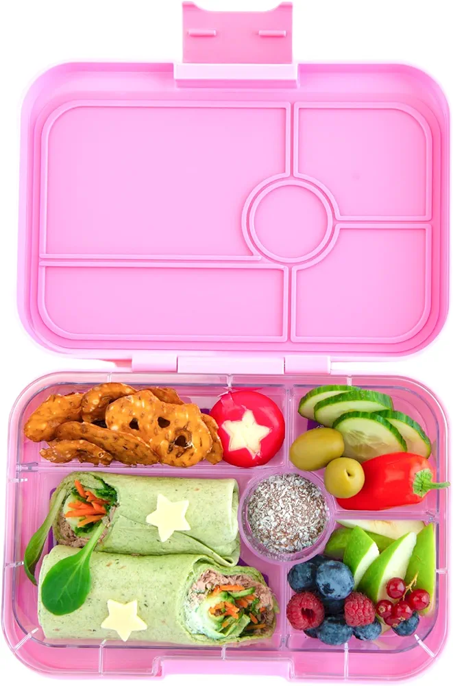 Yumbox Tapas Leakproof Bento Lunch Box, 5 Compartment Removable Tray, Bento Lunch Containers for Adults and Kids, Large Size, Easy Clean, Lunch Box Kids (Capri Pink with Bon Appetite Tray)