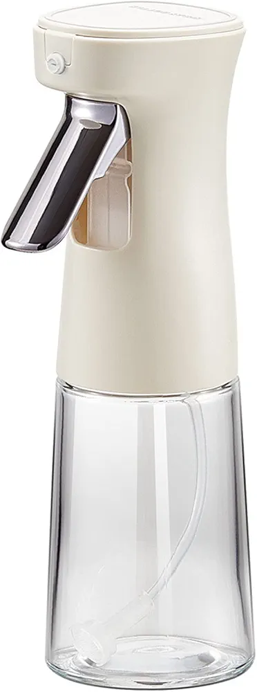 Oil Spray Bottle,Oil Sprayer for Cooking, 240ml Glass Olive Oil Sprayer Mister, Kitchen Gadgets Accessories for Air Fryer, Canola Oil Spritzer, Widely Used for Salad Making, Baking, BBQ (White)