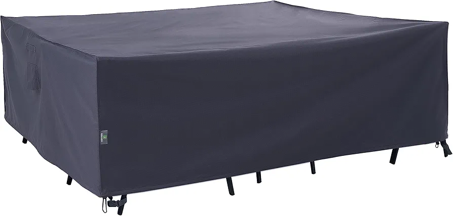 F&J Outdoors Patio Furniture Covers, Waterproof UV Resistant Large Cover for 9 Piece Outdoor Furniture Set, Grey, 100"W x 100"D x 27.5"H