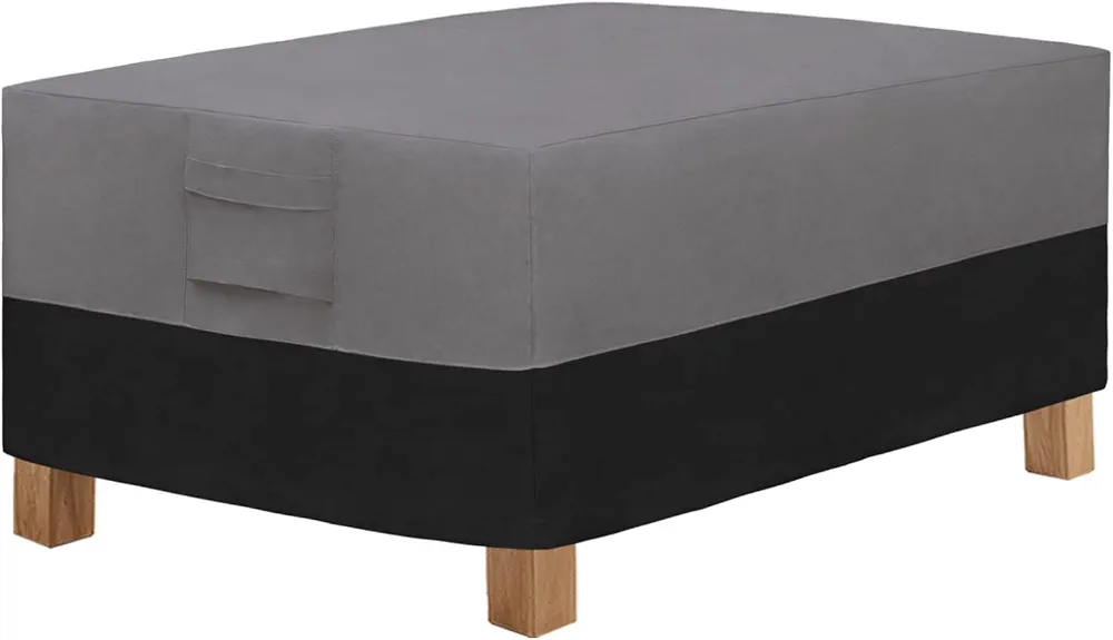 Easy-Going Patio Coffee Table Cover Small Outdoor Rectangular Table Cover, UV Resistant Waterproof Patio Furniture Cover (48"Lx28"Wx16"H, Gray/Black)