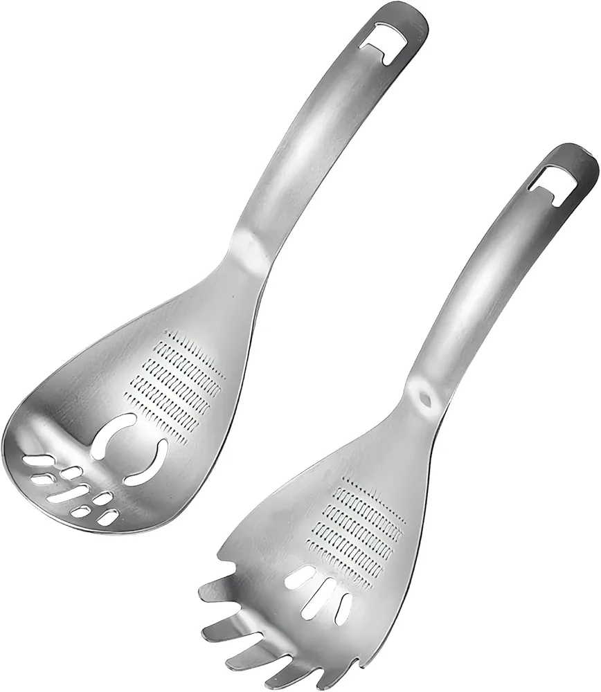 Stainless Steel Kitchen Spoon, 2025 New Multipurpose Grinding Spoon Strainer Spatula Cooking Spoon, Kitchen Utensils Set Grinding Spoon Garlic Grater, Home Kitchen Gadget (1 Set)