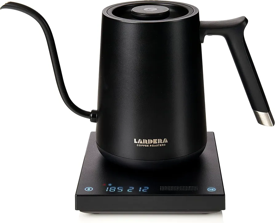 Fast Variable-Temperature Gooseneck Coffee Kettle by TIMEMORE, 1350 watts, 30oz (0.8L) Electric Pour Over Kettle with Temperature Control, Stainless Steel Fish Smart Kettle, Matte Black