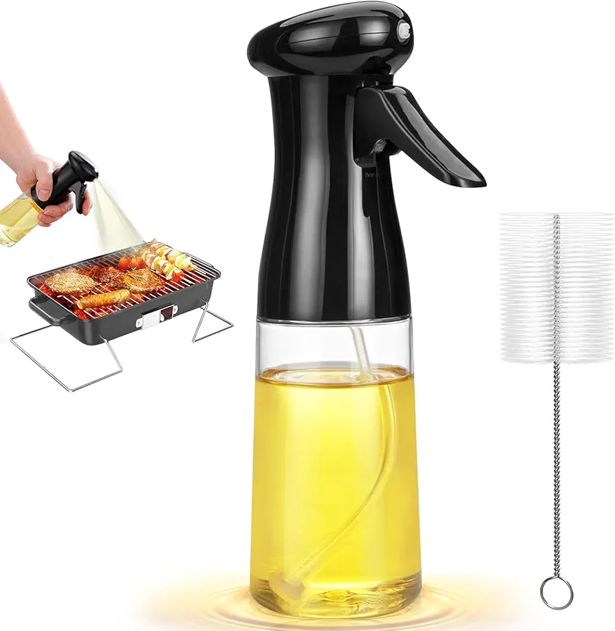 Olive Oil Sprayer for Cooking, 200 ml Olive Oil Spray Bottle Premium Food Grade Oil Mister with Brush Oil Sprayer for Air Fryer, BBQ, Salad, Baking etc