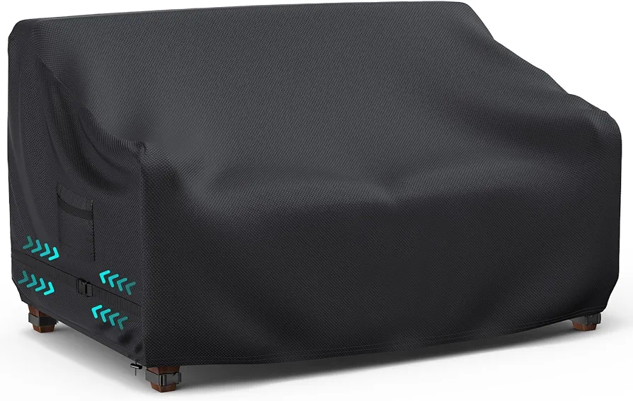Patio Sofa Cover For Outdoor Furniture Covers Waterproof, Heavy Duty Patio Furniture Covers with Upgrade Fastener Windproof Buckle Straps, 3-seater Outdoor Couch Cover-60"L × 34"D × 30"H
