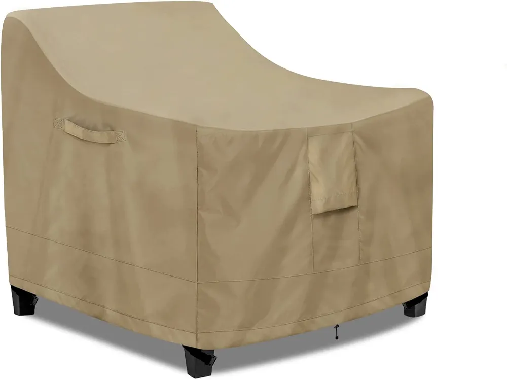PureFit Outdoor Chair Covers Waterproof Patio Furniture Lawn Chair Covers for Outdoor Furniture with Air Vent and Padded Handles, Fits up to 35W x 38D x 31H Inches, Camel