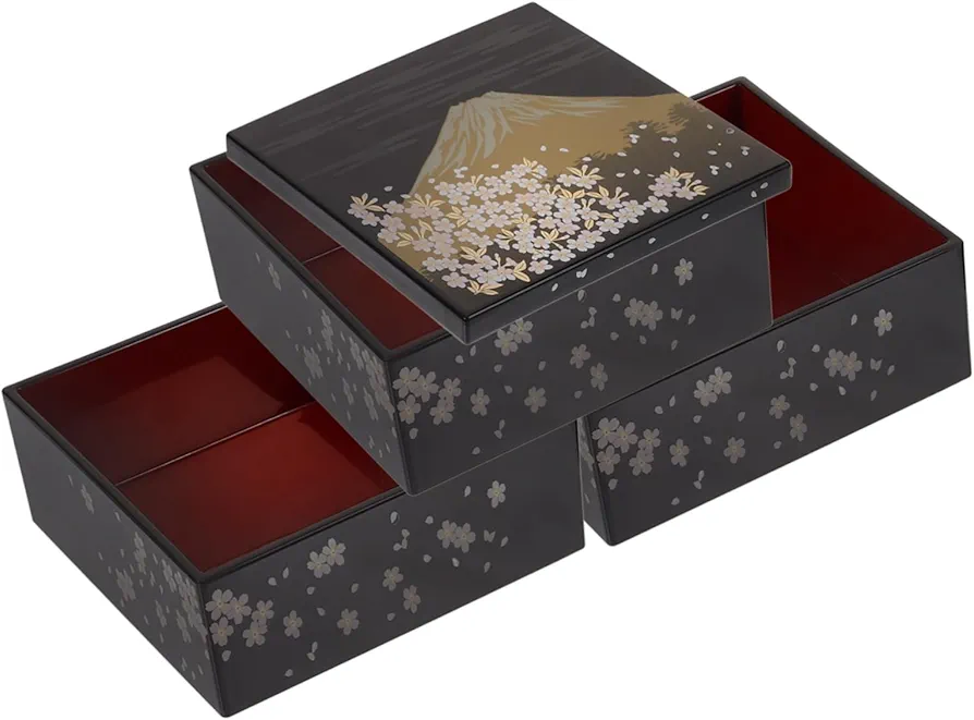 Japanese Traditional Bento Case with Mount Fuji Pattern Stylish Lunch Box for Adults for Sushi and Japanese Cuisine and Portable Design