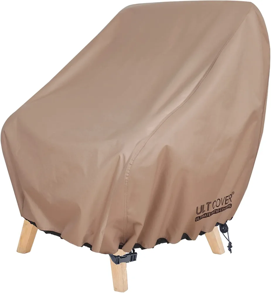 ULTCOVER Waterproof Patio Chair Cover – Outdoor Lounge Deep Seat Single Lawn Chair Cover Fits Up to 32W x 34D x 34H inches