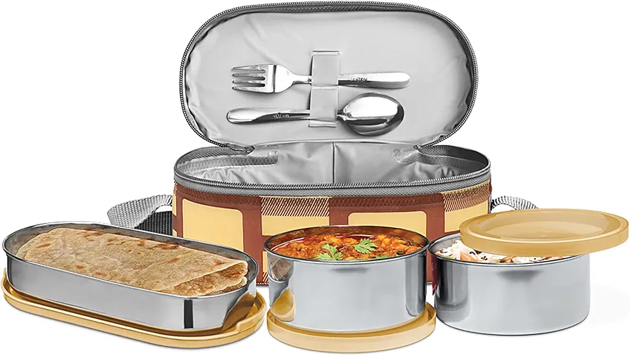 MILTON Corporate Lunch Stainless Steel Containers Set of 3, Yellow
