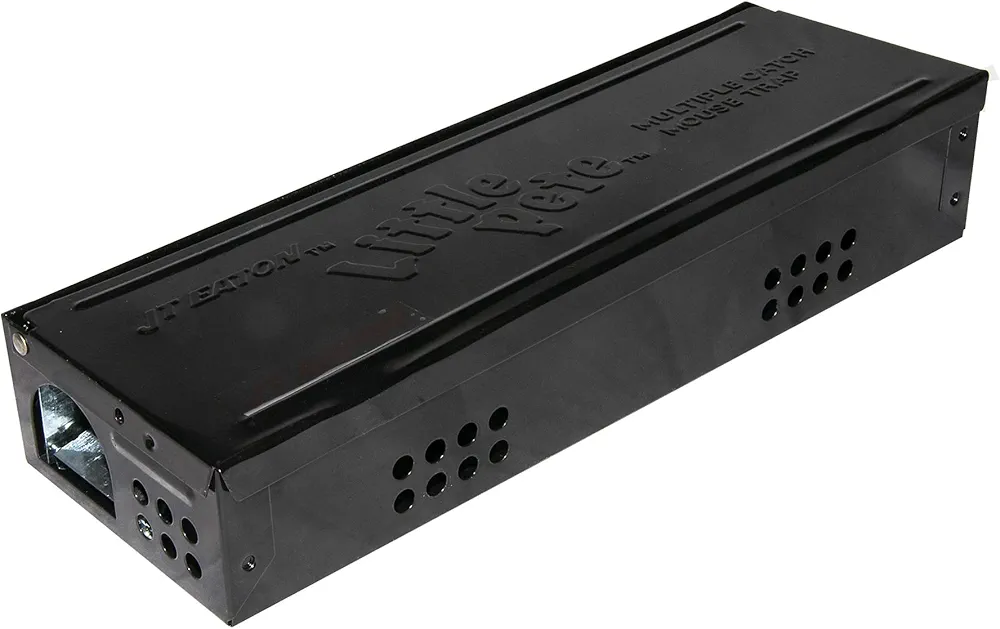 JT Eaton Little Pete Slim Multiple Catch Mouse Trap, Black Powder Coating, Catch Up to 10 Mice, No Bait or Poison Needed