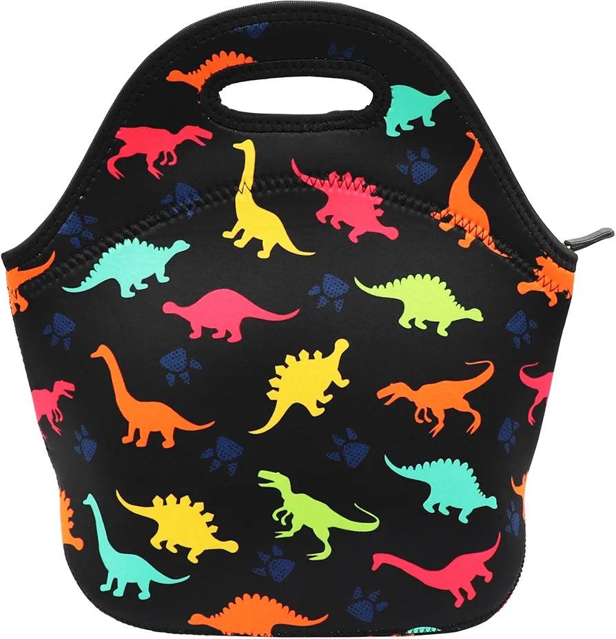 Neoprene Lunch Bag for Kids, Insulated Lunch Box Tote for Women Men Adult Teens Boys Teenage Girls Toddlers (Dinosaur)