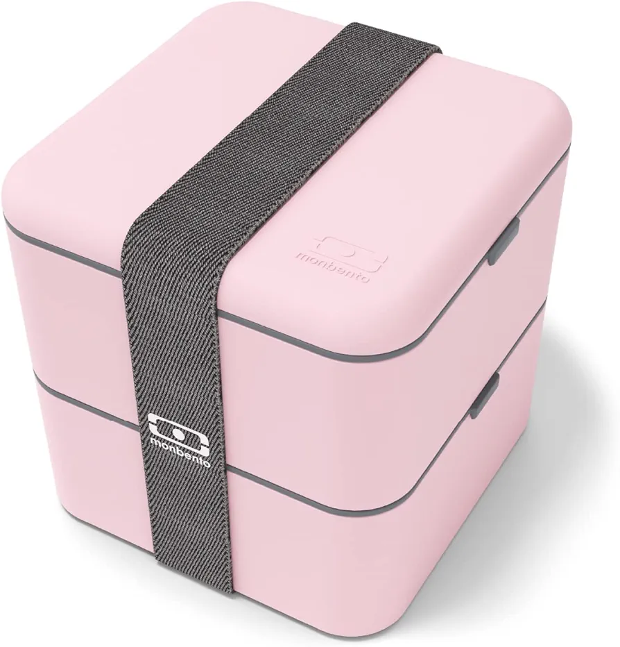 monbento - Large Bento Box MB Square Litchi with Compartments Made in France - Sustainable and Smart - Leakproof Lunch Box for Work and Meal Prep - BPA Free - Food Grade Safe - Pink