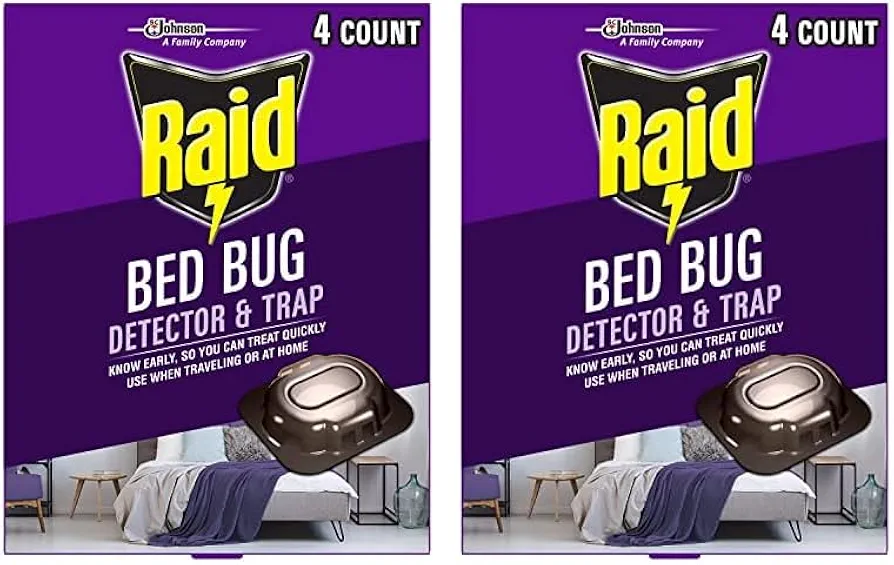 Raid Bed Bug Detector and Trap, for Indoor Use, 4 Count (Pack of 2)